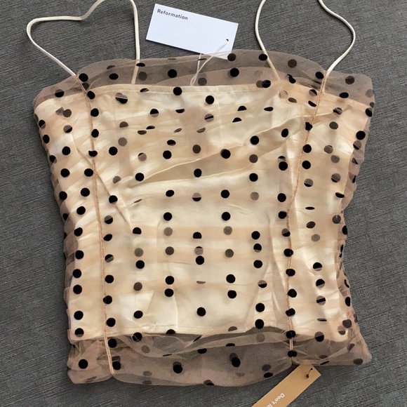 Reformation Beige and Black Dot Camisole - Picture 7 of 9